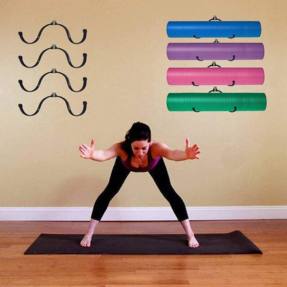 Yoga Mat Foam Rollers Wall Rack Wall Storage Mount Wall Holder Storage Shelf for Foam Rollers and Yoga Mat/Sports Sweat Towel, up to 20Lbs - No Mat - Upgrade - 4/PK