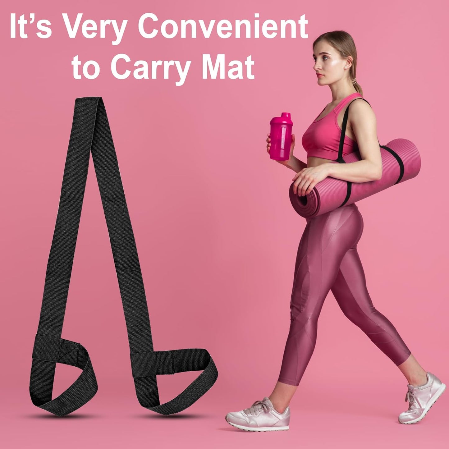 Yoga Mat Carry Strap - Conveniently Carry Your Yoga Mat Anywhere with Cotton Yoga Mat Strap - Multipurpose Lightweight Adjustable Loops for All Mat Sizes and Easy to Use Yoga Mat Sling and Holder