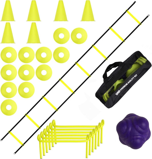 Agility Speed Ladder & Cones Football Training Equipment for Kids & Adults Kit Agility Training Footwork Drills | Hurdles Goalkeeper Training Equipment