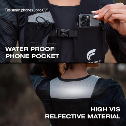 ™ Running Vest for Women Men, Hydration Vest with 500Ml Running Water Bottle, Lightweight Reflective Running Phone Holder, Adjustable Unisex, Running Accessories