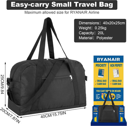 Small Gym Bag, Waterproof Travel Bag Ryanair Cabin Bags 40X20X25 CM, Removable Shoulder Strap Sports Bag, Gym Duffel Bag, Small Holdall Overnight Bags for Women Men Sport Gym Weekend Trip