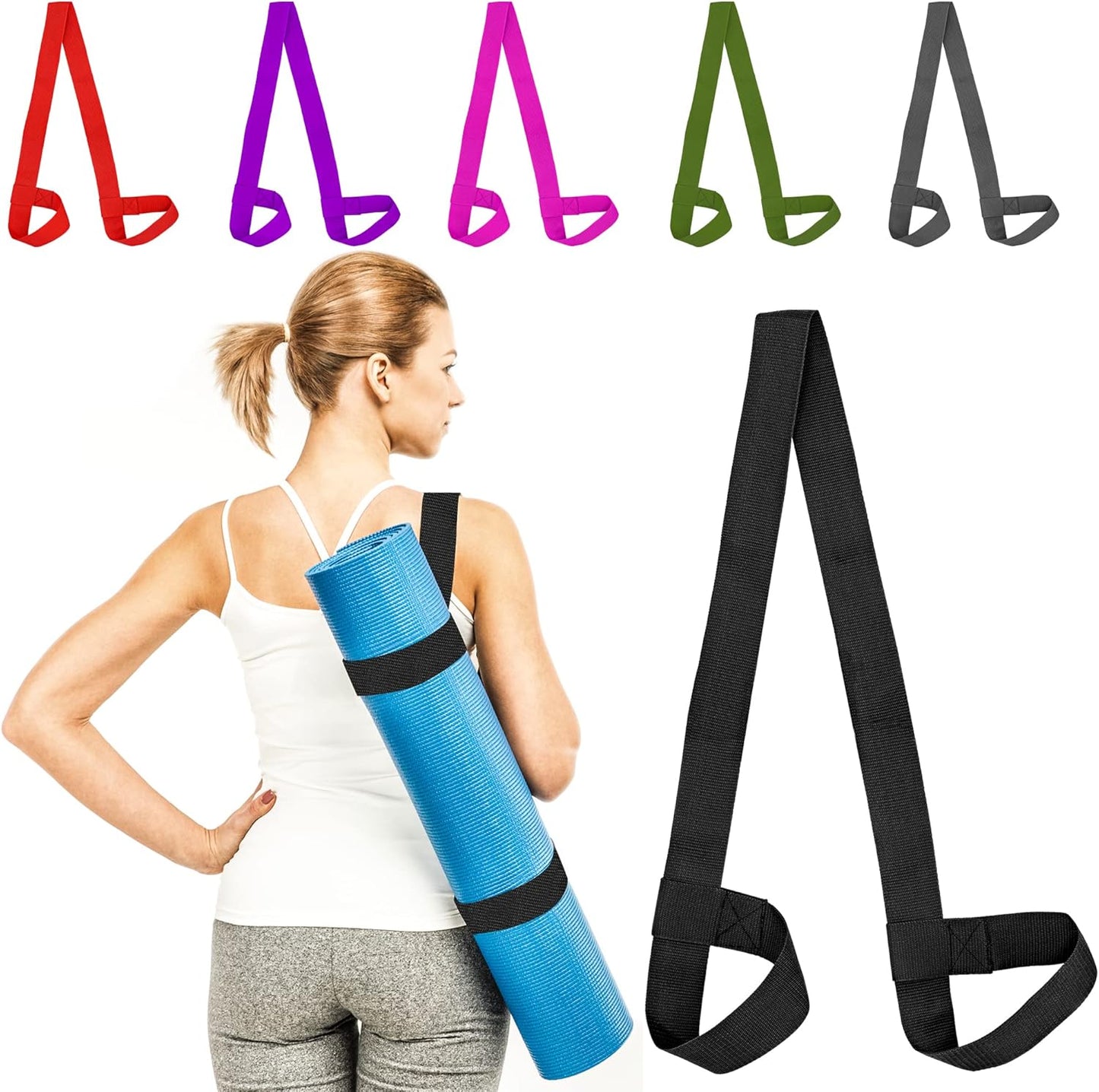 Yoga Mat Carry Strap - Conveniently Carry Your Yoga Mat Anywhere with Cotton Yoga Mat Strap - Multipurpose Lightweight Adjustable Loops for All Mat Sizes and Easy to Use Yoga Mat Sling and Holder